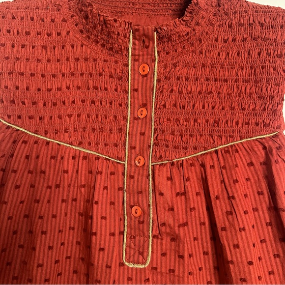 NWT Joie Josea Striped Fil Coupe Cotton Jacquard Top in Russet Brown, Size L - Picture 6 of 11